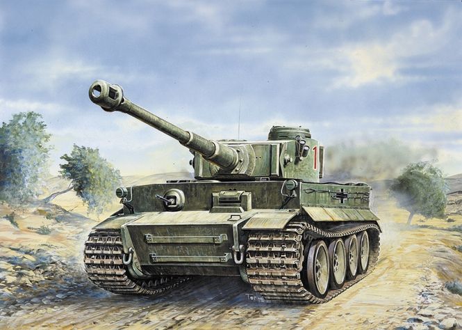 Huvudbild TIGER I AUSF. E/H1. SKALA 1/35. 241mm.