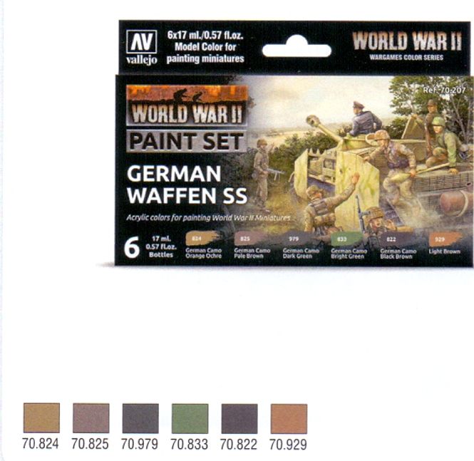 Huvudbild WWII PAINT SET GERMAN WAFFEN SS. 6 X 17 ML.